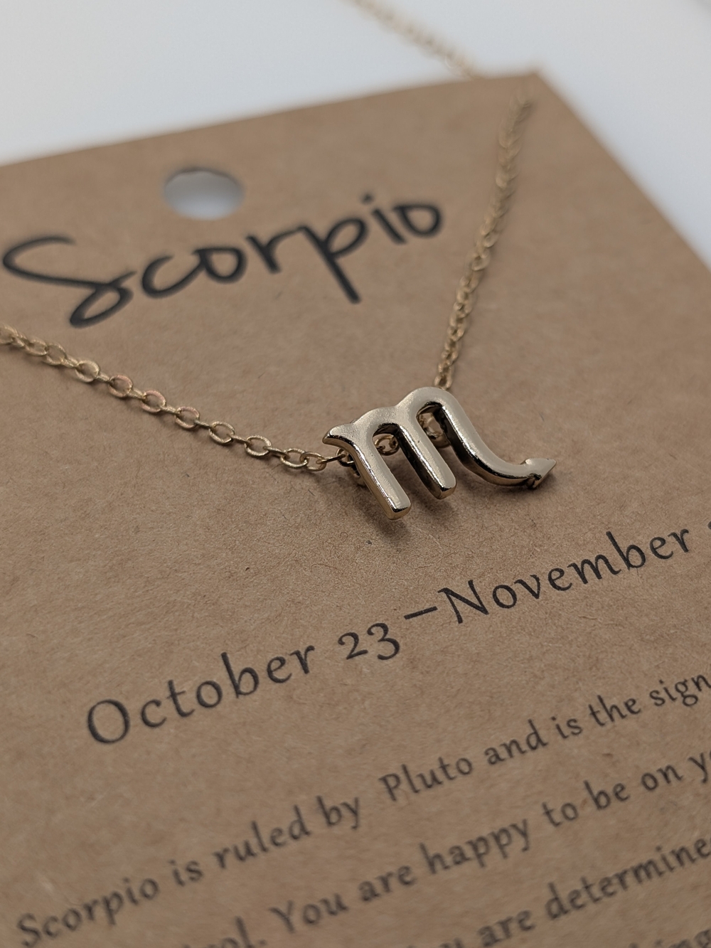 Scorpio Zodiac Gold Tone Pendant Necklace October November 0806